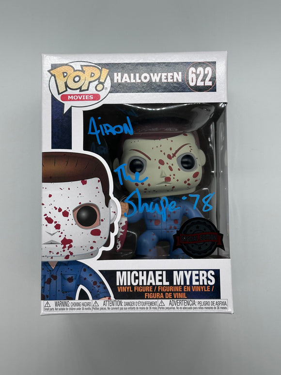 Airon Armstrong Michael Myers Funko signed in Blue Paint Pen.