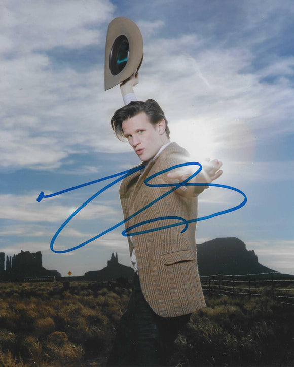 Matt Smith signed 10x8 in Blue Doctor Who