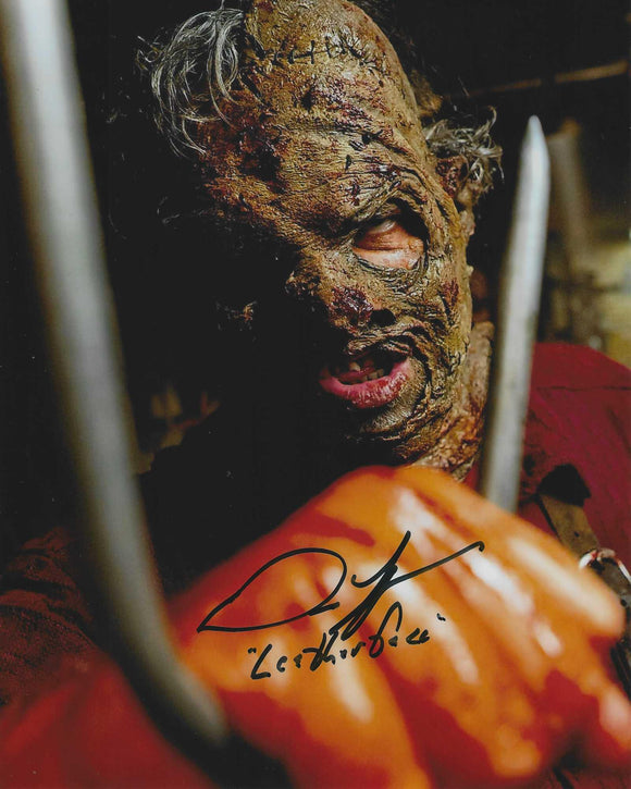 Dan Yeager 10x8 signed in Black Texas Chainsaw massacre