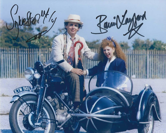 Sylvester McCoy and Bonnie Langford 10x8 signed in Black Doctor Who