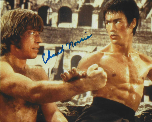 Chuck Norris signed 10x8 in Blue Way of the Dragon