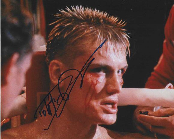 Dolph Lundgren Signed In Blue Rocky
