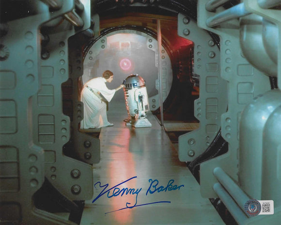 Kenny Baker 10X8 Signed In Blue Star Wars With Beckett