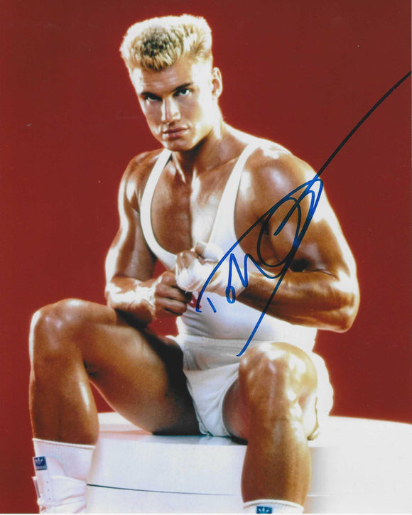 Dolph Lundgren Signed In Blue Rocky