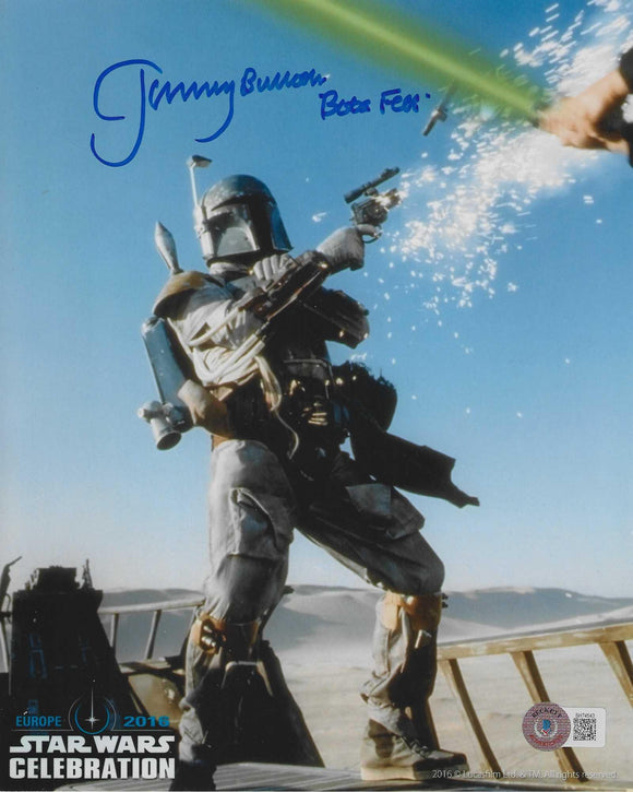 Jeremy Bulloch 10X8 Signed In Blue Star Wars With Beckett