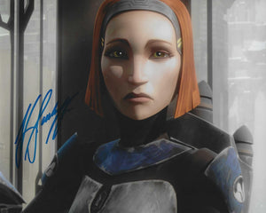 Katee Sackoff 10x8 signed in Blue Star Wars Clone Wars