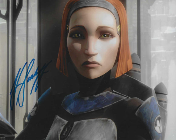 Katee Sackoff 10x8 signed in Blue Star Wars Clone Wars