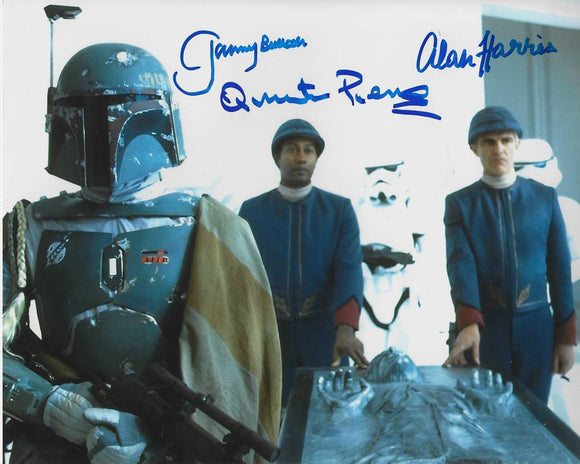 Jeremy Bulloch , Allan Harris and Quentin Pierre Signed In Blue Empire Strikes Back