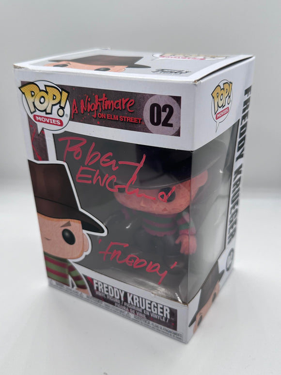 Robert Englund signed Freddy Kruger Funko signed in Red paint pen
