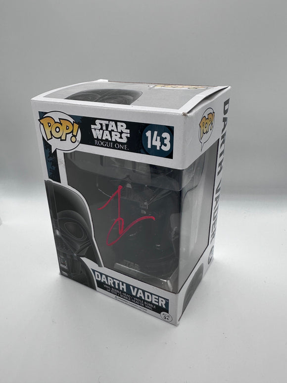 Tom O'Connell signed Darth Vader Funko 143 signed in Red paint pen.