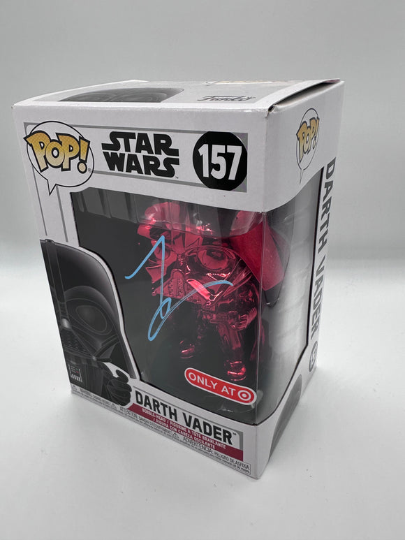 Tom O'Connell signed Darth Vader Funko 157 signed in Blue paint pen.