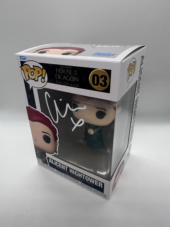 Olivia Cooke signed Alicent Hightower Funko signed in White