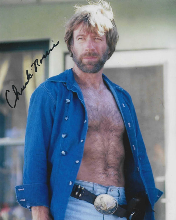 Chuck Norris signed 10x8 in Black XXXX