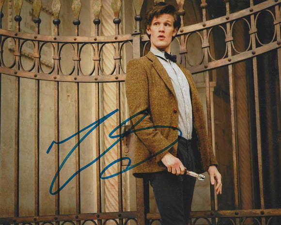 Matt Smith signed 10x8 in Blue Doctor who