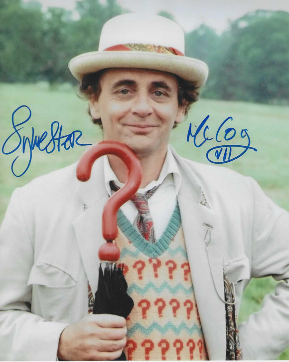 Sylvester McCoy 10x8 signed in blue doctor Who