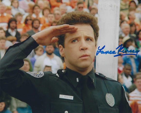 Lance Kinsey 10x8 signed in Blue Police academy