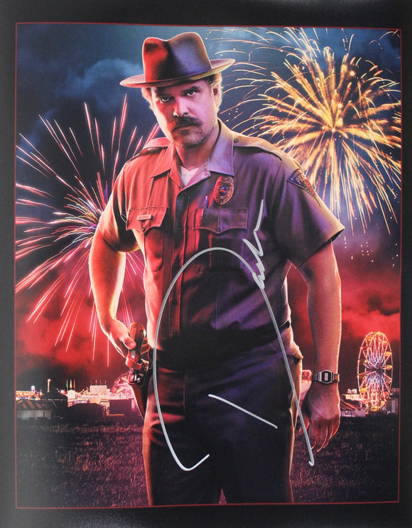 David Harbour 11X14 signed in Silver Stranger Things