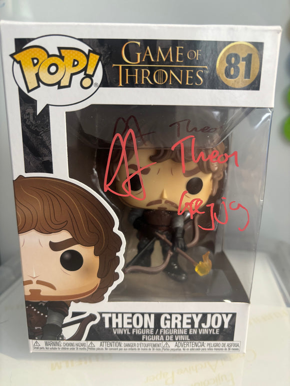 Alfie Allen Theon Greyjoy Game of Thrones Funko Signed in Red Paint Pen