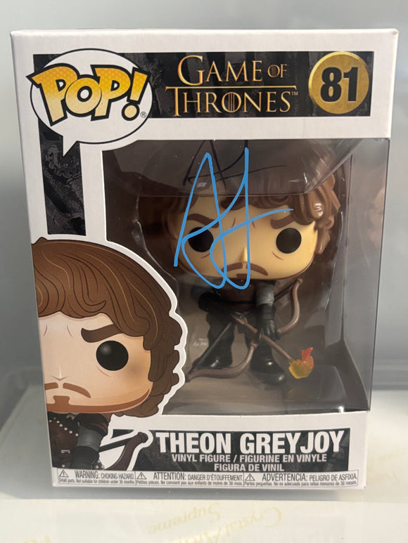 Alfie Allen Theon Greyjoy Game of Thrones Funko Signed in Blue Paint Pen