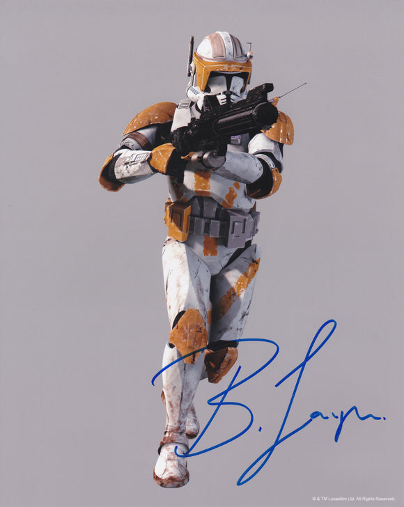 Bodie Taylor 10x8 signed in blue - Star Wars Attack of the Clones