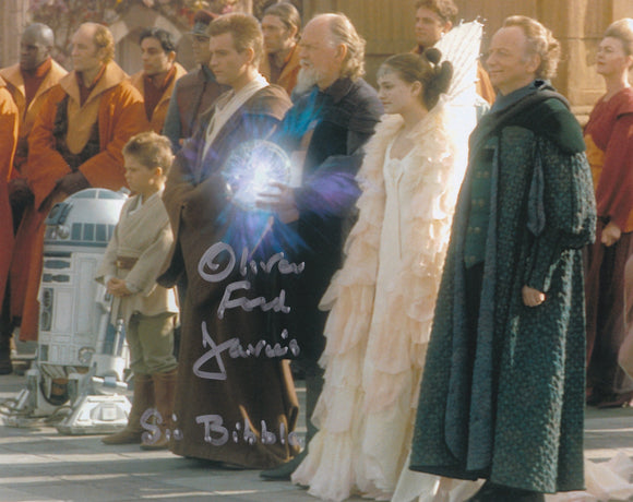 Oliver Ford Davies 10x8 signed in Silver Star Wars The Phantom Menace