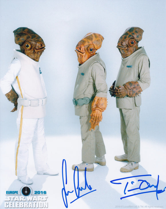 Sean Crawford/Tim Dry 10x8 DOUBLE signed in Blue Celebration Image Star Wars Return of the Jedi