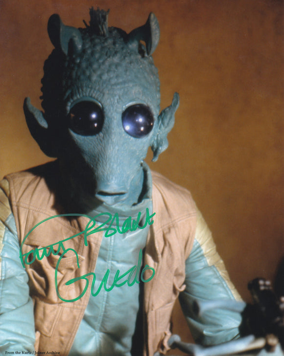 Paul Blake 10x8 signed in Green Star Wars A New Hope