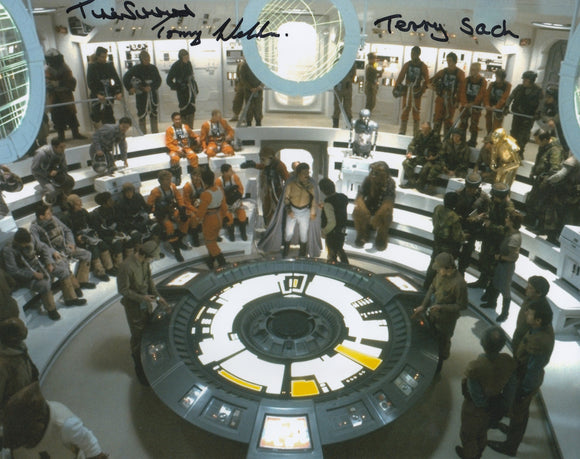 Tina Simmons, Tommy Weldon & Terry Sach 10x8 TRIPLE signed in Black Star Wars Return of the Jedi
