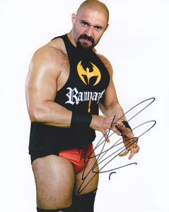 Rampage 10x8 signed in Black Wrestling
