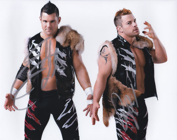 The Wolves. Eddie Edwards and Davey Richards 10x8 DOUBLE signed in Silver