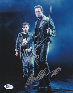 Arnold Schwarzenegger & Edward Furlong signed in Silver with Beckett 10x8
