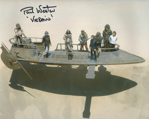 Paul Weston 10x8 signed in Black Star Wars Return of the Jedi