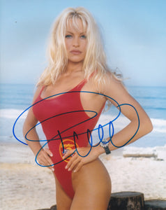 Pamala Anderson 10x8 signed in Blue Baywatch
