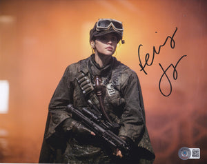 Felicity Jones 10x8 signed in Black Star Wars Rogue One WITH BECKETT