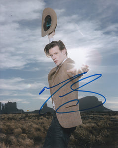 Matt Smith 10x8 signed in Blue doctor who