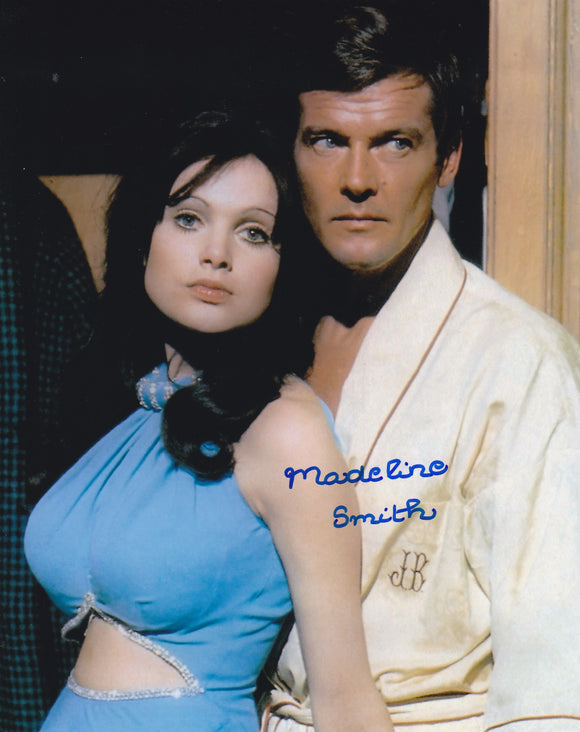 Madeline Smith 10x8 signed in Blue James Bond