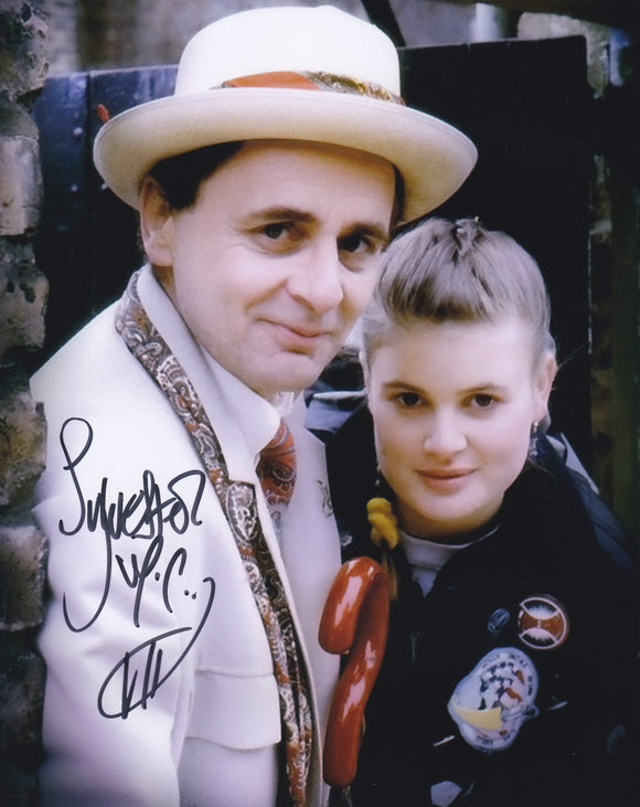 Sylvester McCoy10x8 signed in Black Doctor Who