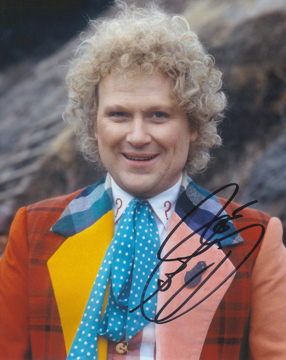 Colin Baker 10x8 signed in Black Doctor Who