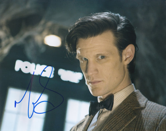 Matt Smith 10x8 signed in Blue  Doctor Who