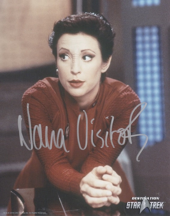 Nana Visitor 10x8 signed in silver DST Official Picture