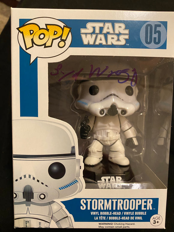 Syd Wragg Funko signed in Blue Sharpie pen.