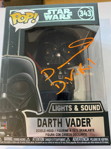 Dan Naprous signed Darth Vader Funko signed in Orange paint pen. Funko lights up etc