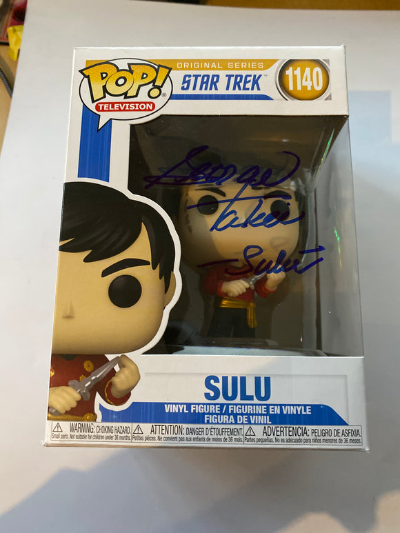 George Takei Signed Star Trek Sulu Funko Signed in Blue Pen