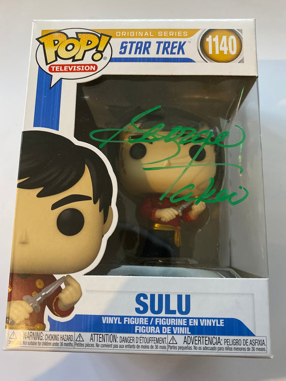George Takei Signed Star Trek Sulu Funko Signed in Green Paint Pen